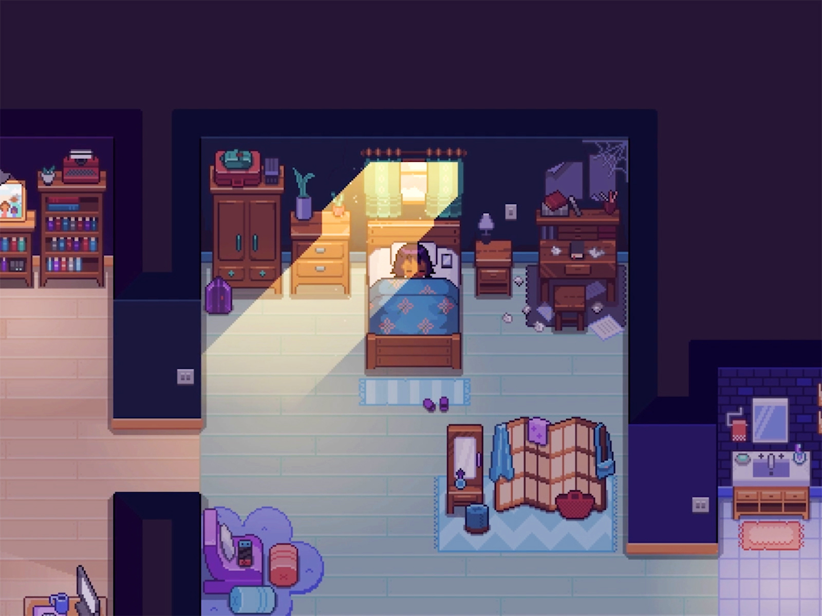 Fishbowl screenshot: Alo in her bedroom